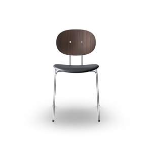 Sibast Furniture Piet Hein Dining Chair Chrome Walnut and Black Leather