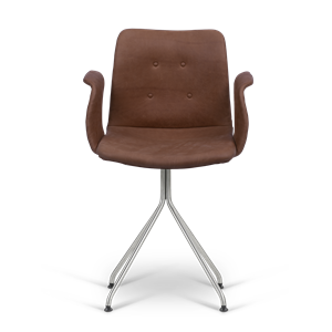 Bent Hansen Primum Dining Chair w. Armrests Stainless Steel/ Brown