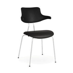 VERMUND VL118 Dining Chair Black Leather/Matt Chrome Frame