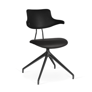 VERMUND VL119 Dining Chair Black Leather/Black Frame/Return Swivel