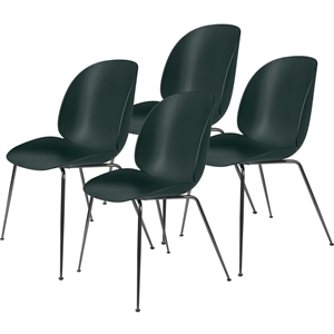 GUBI Beetle Dining Chair Conic Base/ Black Chrome/ Dark Green 4 Pcs.