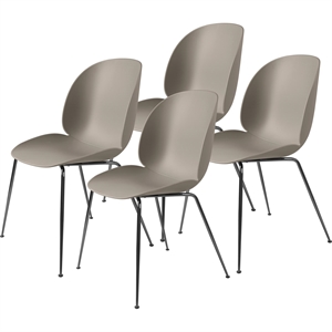 GUBI Beetle Dining Chair Conic Base/ Black Chrome/ New Beige 4 Pcs.