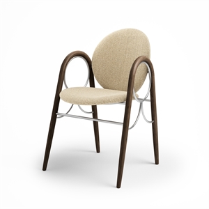 Brdr. Krüger Arcade Dining Chair Frame In Chrome Metal and Smoked Oak With Upholstery In Cream 0019