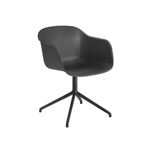 Muuto Fiber Dining Chair w. Armrests and Swivel Base Black