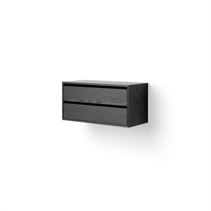 New Works Cabinet Bookcase Low With Shelves Black Ash