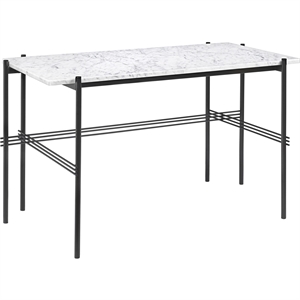 GUBI TS Desk 120 x 60 cm w. Black Base and White Carrara Marble Top