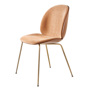 GUBI Beetle Dining Chair Veneer Shell Belsuede Special FR 132 With Legs In Antique Brass