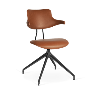 VERMUND VL119 Dining Chair Cognac Leather/Black Frame/Return Swivel