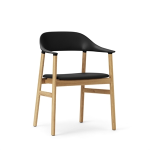 Normann Copenhagen Herit Dining Chair w. Armrests Leather Upholstered Oak/Black