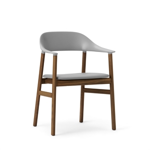 Normann Copenhagen Herit Dining Chair w. Armrests Leather Upholstered Smoked Oak/Gray