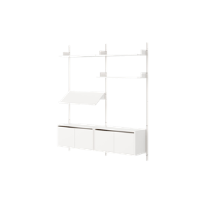 New Works Living Shelf Cabinet With Doors Low White