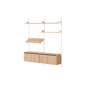 New Works Living Shelf Cabinet With Doors Low Oak/ White