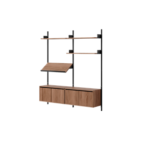 New Works Living Shelf Cabinet With Doors Low Walnut/ Black