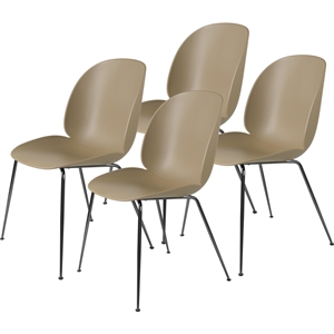 GUBI Beetle Dining Chair Conic Base/ Black Chrome/ Pebble Brown 4 Pcs.