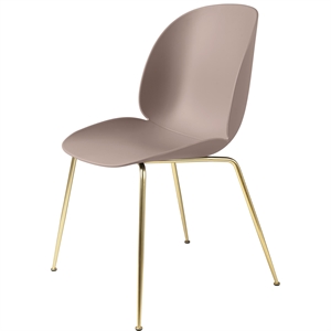 GUBI Beetle Dining Chair Conic Base Brass Semi Matt/ Sweet Pink