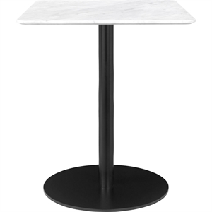 GUBI 1.0 Dining Table 60 x 60 cm w. Black Base and White Carrara Marble Top