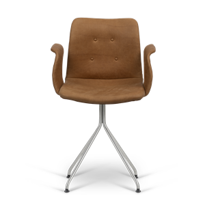 Bent Hansen Primum Dining Chair w. Armrest Stainless Steel/ Brandy