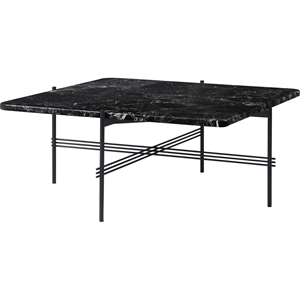 GUBI TS Coffee Table Square 80 x 80 cm w. Black Base and Black Marquina Marble Top