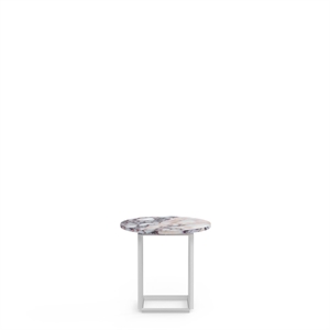New Works Florence Side Table Ø50 White Viola Marble w. White Frame