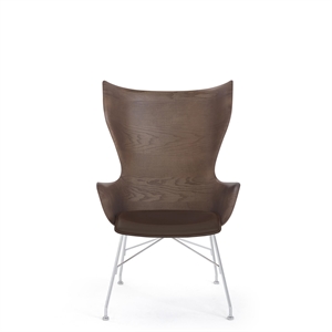 Kartell K/Wood Armchair Chrome/ Dark Ash with Leather Seat