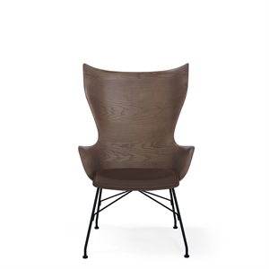 Kartell K/Wood Armchair Black/ Dark Ash Wood with Leather Seat