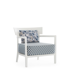 Kartell CARA MAT Liberty Obi Check Outdoor Armchair White/ Blue