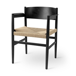Mater Nestor Dining Chair w. Armrests Black Beech/Paper Yarn