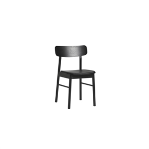 Woud Soma Dining Chair Upholstered 2 Pcs. Black Painted Ash/ Black Leather