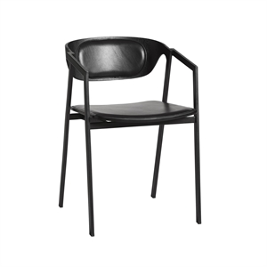 Woud SAC Dining Chair Black w. Black Leather Seat