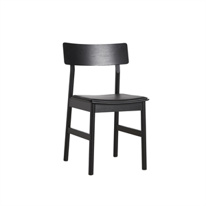 Woud Pause Dining Chair 2.0 Black Ash w. Black Leather Seat