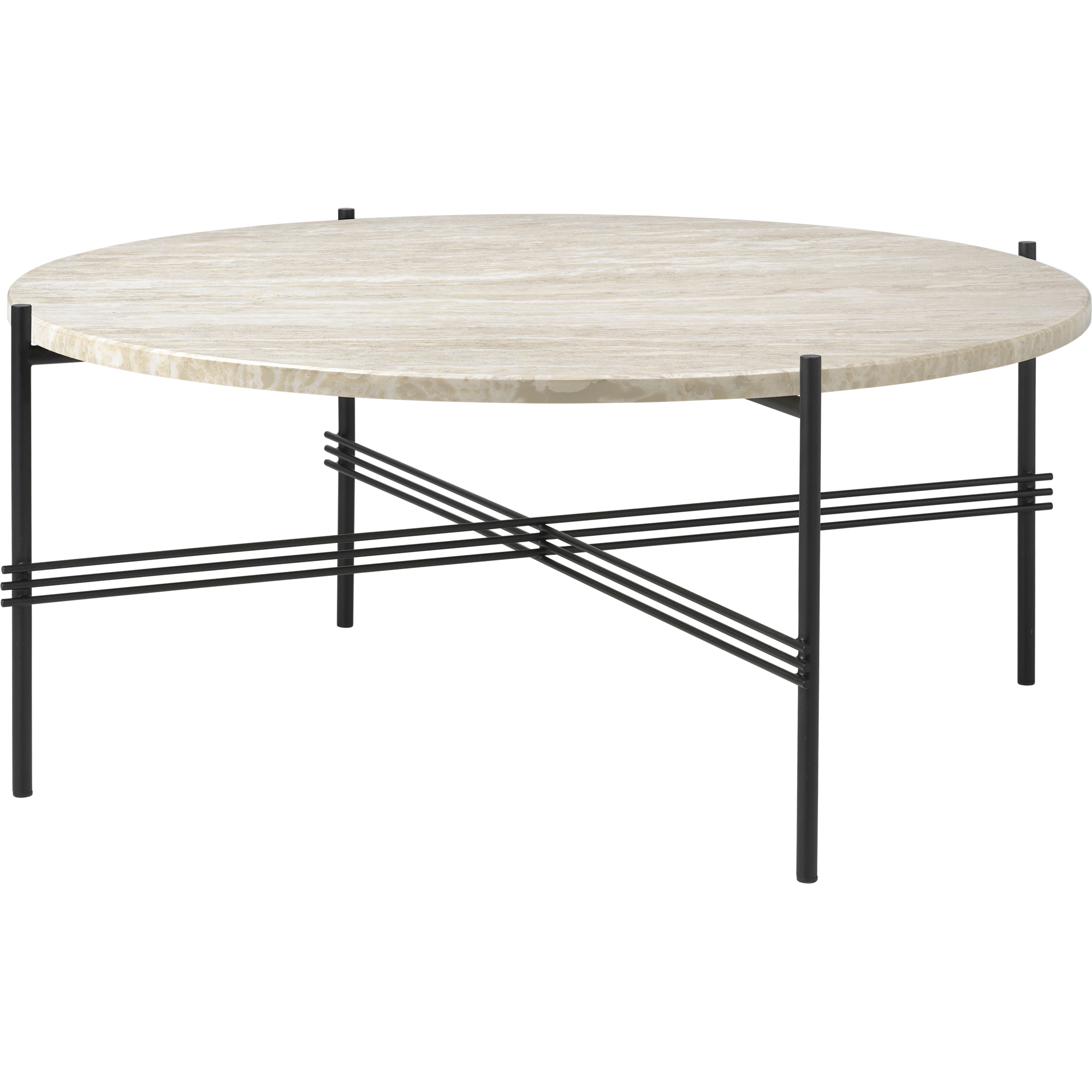 GUBI TS Outdoor Coffee Table Round Ø80 White Travertine/Black