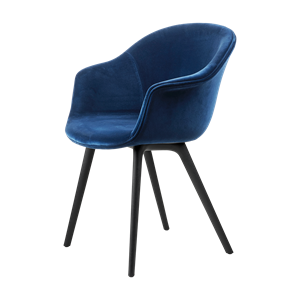 GUBI Bat Dining Chair Plastic Legs Velvet 420 Sapphire Blue