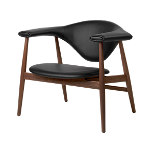 GUBI Masculo Armchair Upholstered in Other Crib5 Black With Walnut Legs