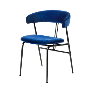 GUBI Violin Dining Chair Velvet 420 Sapphire Blue