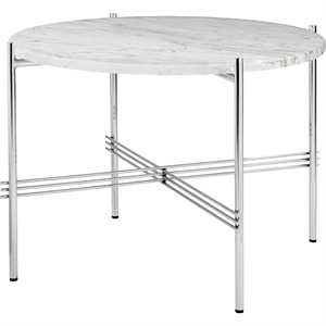 GUBI TS Coffee Table Round Ø55 Polished Steel/White Carrara Marble