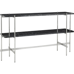 GUBI TS Console Table H72 2 Shelves Polished Steel Black Marquina Marble