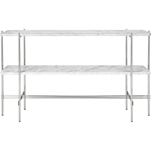 GUBI TS Console Table H72 2 Shelves Polished Steel/White Carrara Marble
