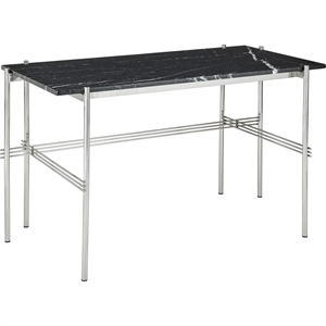 GUBI TS Desk 120x60 Polished Steel/Black Marquina Marble
