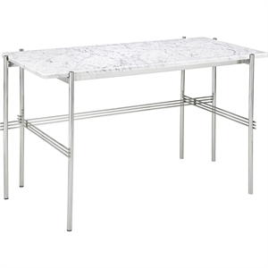 GUBI TS Desk 120x60 Polished Steel/White Carrara Marble