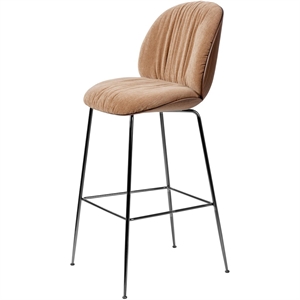 Gubi Beetle Soft Bar Stool H77 Black Chrome/American Walnut/Belsuede Speical/Dedar 132