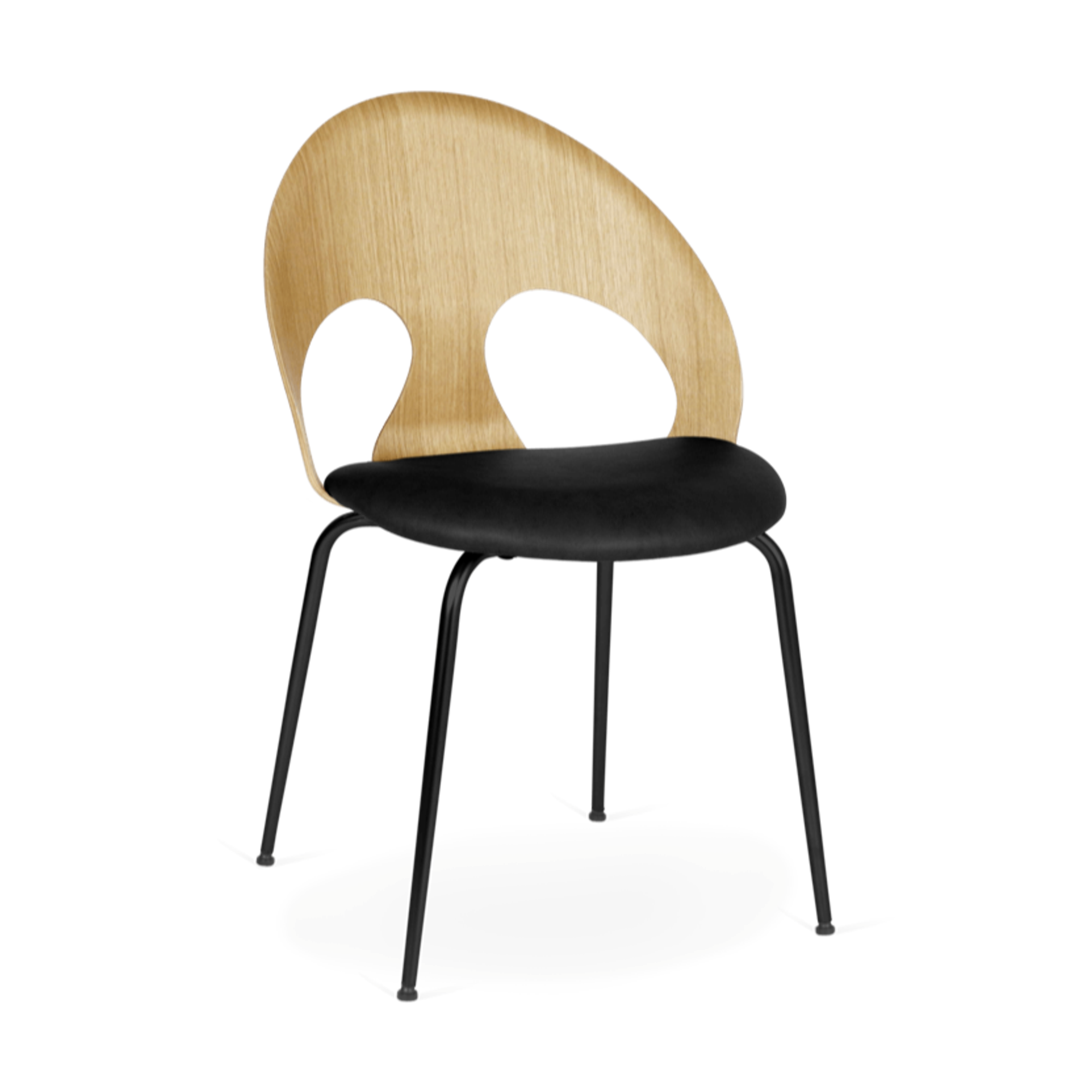 VERMUND VL1100 Dining Chair Natural Oak/Black Leather/Black Frame