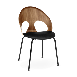 VERMUND VL1100 Dining Table Chair Walnut/ Black Leather/Black Frame
