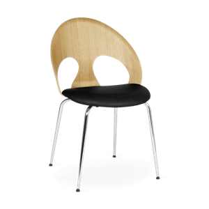 VERMUND VL1100 Dining Chair Natural Oak/Black Leather/Chrome Frame