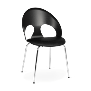 VERMUND VL1100 Dining Chair Black Oak/Black Leather/Chrome Frame