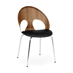 VERMUND VL1100 Dining Table Chair Walnut/ Black Leather/Chrome Frame