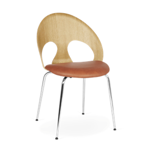 VERMUND VL1100 Dining Chair Natural Oak/Cognac Leather/Chrome Frame