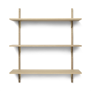 Ferm Living Sector Shelf Triple Wide Oak/Brass