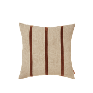 Ferm Living Senti Striped Cushion Linen/Carob Brown