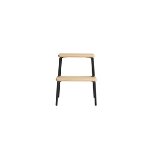 Woud Slalom Step Stool White Pigmented Lacquered Oak/ Black