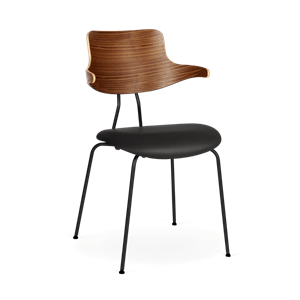 VERMUND VL118 Dining Table Chair Walnut/ Black Leather/Black Frame